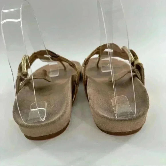 Michael Michael Kors sandals 6 gold metallic leather thong flip flop flatforms - Picture 4 of 12